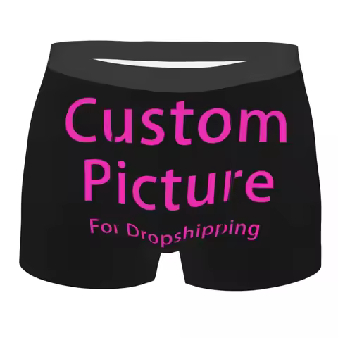 Personalized Custom Photo Logo Boxer Shorts Men 3D Printed Customized DIY Print Underwear Panties Br