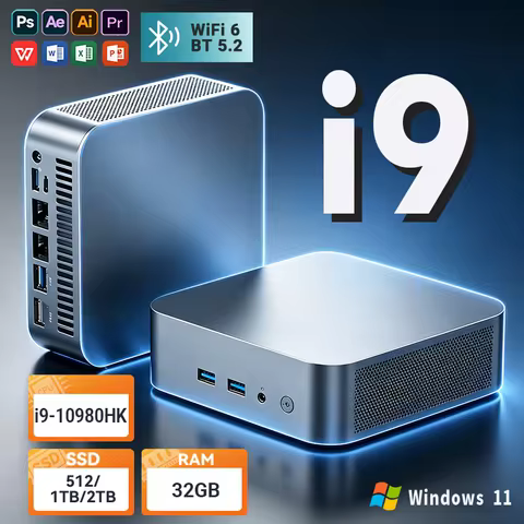 MINI PC Intel CORE I9-10980HK I N150 Windows 11 Portable Gaming PC 32GB RAM 1/2TB SSD Computer Offic