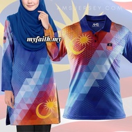 Jersey Muslimah Malaysia Merdeka 2023 Baju Muslimah Labuh Couple Microfibre Sublimation Baju Jersi Muslimah Jersey Family Couple Muslimah Polo Shirt Baju Murah Plus Size for Dewasa