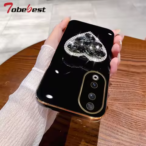 Fashion Diamond Heart Case For Honor 200 100 90 90Lite 80 9X X7 X7A X9 X8A X9 X9A X9B Y7A Y9Prime Y9
