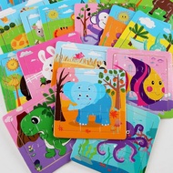 Children's Puzzle Toys Animal and Vehicle Characters Wooden Puzzle 9Pcs/Mini Wooden 9x9cm Animal Puz