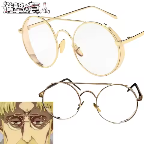 Attack on Titan Zeke Jaeger Cosplay Props Gold-rimmed Glasses Role-playing Round-frame Glasses Anime