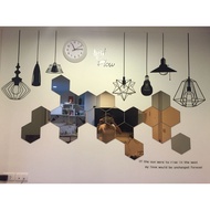 Wall Mirror Honey Comb Hexagon 18 x 21cm (10pcs/ Pack) Cermin Dinding Hiasan Honefoss [STOCK CLEARANCE]