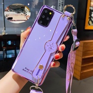 Cross-body lanyard Case for Samsung Galaxy Note 20 20Ultra Note 10 10Plus Note 10Lite Note 8 9 Electroplated Soft TPU Clock Wristband Cover