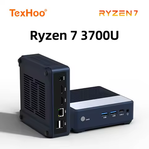TexHoo Mini PC AMD R7 3700U R5 3500U Intel N150 N95 DDR4 NVMe SSD Dual HDMI WiFi 6 BT5.2 Mini PC Des