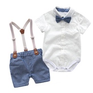 baby boy christening Summer Baby Boy Gentleman Suit Infant Romper Overalls Two-Piece Set British Sty