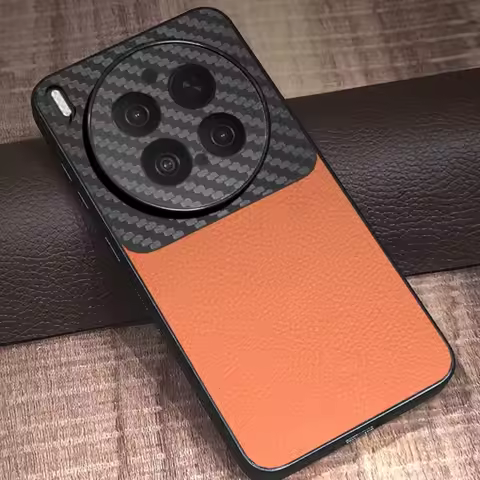Leather Case For VIVO X300 Ultra X300 FE X200 Pro Mini X100 Pro Carbon Fiber Acrylic Splicing Cover