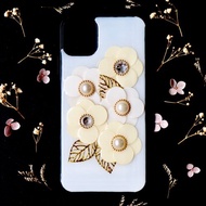 iphone 11 pro 山茶花樹脂矽膠包邊防撞手機殼