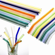 2pcs Stained Glass Straw High Boron Silicon Heat-resistant Straight Pipe Elbow Juice Drink Straw