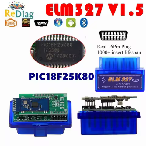 Hardware V1.5 Chip PIC18F25K80 ELM327 Bluetooth V1.5 Auto Code Reader Super MINI ELM 327 Works ON An