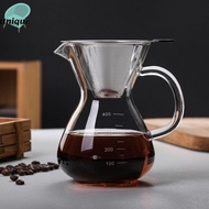 UNQCSA Glass Coffee Pot Heat Resistant 400/500ML Espresso Pots Durable Graduated Scale Coffee Kettle Barista