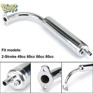 (Unique) Chrome Muffler Exhaust Pipe 2-Stroke Motorized Bicycle Bike 49cc 60cc 66cc 80cc new