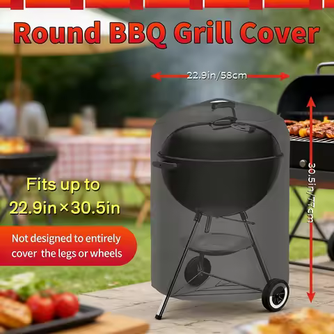 Round Grill Cover for Outdoor Grill, 22.9" Diameter X 30.5" Height, Dust Cover, Durable Round Smoker