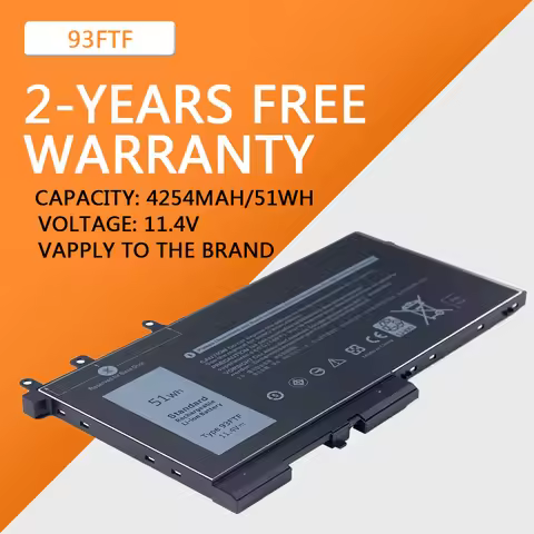 93FTF 11.4V 51Wh Battery For Dell Latitude 5280 5480 5580 E5280 E5480 E5580 E5290 E5490 E5590 Series