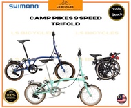 Camp Pikes Trifold 9 Speed Paikesi Folding Bike 3x3Sp Brompton Handle Basikal Lipat Ready Stock