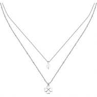 LA PETITE STORY 925 Silver Lucky Chain Friendship Necklace With Pearl 45+5CM Women Jewelry LPS10ARR1