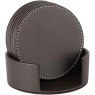 Leather Coasters for Drinks(6 Pack), Handmade Durable Drink Coasters Set with Holder for Tabletop Pr