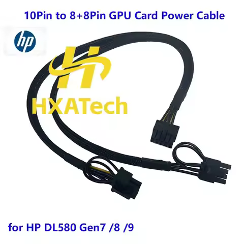 HXATech - 50cm 10PIN to 8+8PIN GPU Graphics Card Power Cable for HP DL580 Gen8 G9 G7 Server PCI-E In