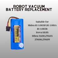 Long Lasting Replacement Battery 14.4V 2500mAH for Robot Vacuum Midea R1 L083B/L081A/L085B/ KK8S/ Di