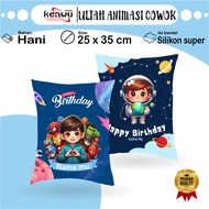 Kenwustore Animated Birthday Pillow for Boys 25x35 cm - Birthday Gift for Boys - Birthday Gift - Bir