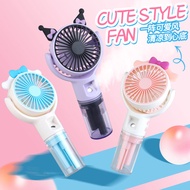 Cartoon Cartoon Charging Fan Student Dormitory Handheld Portable Desktop Spray Fan Souvenir EDF5