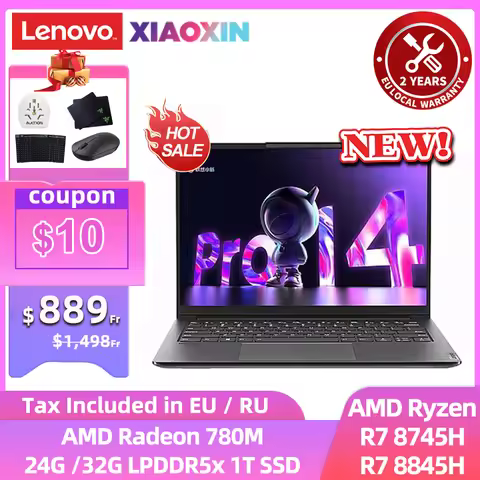 Lenovo laptop Xiaoxin Pro 14 Notebook Ryzen 7 8845H/8745H RAM 24GB/32GB LPDDR5X 1T SSD 14-inch 2.8K 