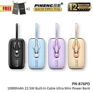 Pineng PN-876PD 10000mAh Powerbank 22.5W Fast Charging Power Bank Pineng PN876 Built-In Cable Origin