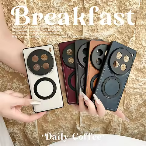 Luxury Cowhide Degree Rotating Bracket Phone Case For Vivo X100 X200 Ultra S10 S12 S15 S16 S17 S18 S