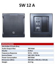 Subwoofer Aktif 12 Inch Wisdom SW 12A SW12A Wisdom SW 12 A