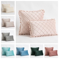 Velvet Rhombus Fur Ball 30x50cm 45x45cm Pillow Cover Office Throw Pillow case European Sofa Cushion 