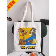 tote bag women sling bag women Cat and Mouse Canvas Bag Ruixing Co-Branded Cartoon Tote Bag Student 