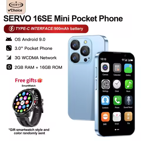 SERVO 16SE Mini Smartphone Android System Dual SIM 3.0inch Screen Face Recognition 2GB+16GB Play Sto