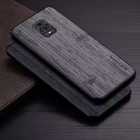 Case for Xiaomi Redmi Note 9 Pro 9S 9T funda bamboo wood pattern Leather phone cover Luxury coque fo