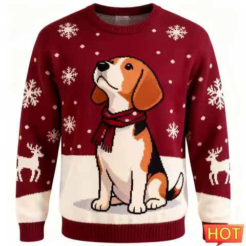 2026 New Beagle Graphic Ugly Christmas Sweater Fashion Holiday Wear 3D Printed Xmas Sweatshirts Loos