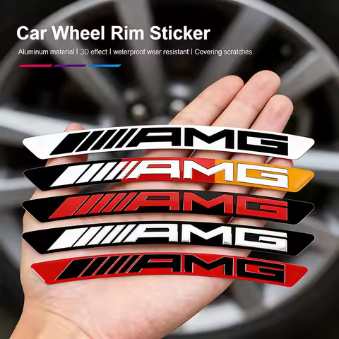 4Pcs Aluminum Car Wheel Rim Sticker Accessories For Mercedes Benz AMG W204 W205 W210 W211 W212 W221 