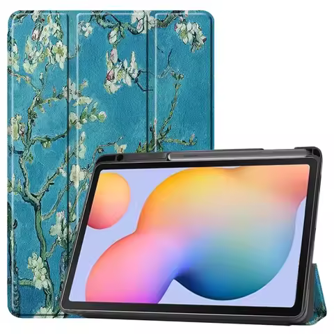 2024 2020 2022 for Galaxy Tab S6 Lite Case with Pen Holder Tri-Fold Cover for Funda Samsung Galaxy T