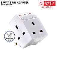 3 WAY 3 PIN Adapter Plug with Switch | 2 Pin Friendly | Fire retardant