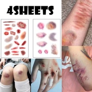 4PCS/Set Halloween Bruises Tattoo Stickers Temporary Tattoo DIY Fake Tattoo  Party Decoration