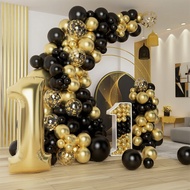 Black Gold Confetti Silver White Red Latex Balloon Garland Arch Kit for 18th, 30th, 40th, 50th, 60th