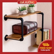 Kệ ống nước kệ gắn tường kiêm giá treo đồ chất liệu ống sắt decor vintage Góc Nhà Gỗ