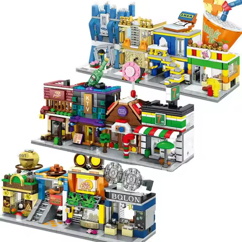 House Building Blocks Mini City Store Street View Snack Street Children's Toys Boys and Girls Gifts