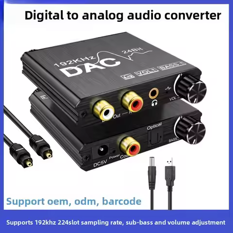Digital to Analog Audio Converter Fiber Optic to Analog Digital Video Converter DAC Audio Converter 