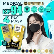 Medishield 20pcs MDA Approved 4ply Medical Mask Kf94 Mask Medical Mask kf94 Mask Medical face mask Kf94 mask made in korea 20pcs per pack KF94 Mask Medical Surgical Kf94 Mask Face Mask (MDA Approved)