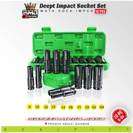 MATA Socket Extension Impact Wrench 10pcs Material Cr-Mo Eye Length Sock Impact 1/2'' 6pt 10-24mm
