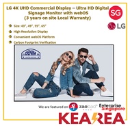 LG 43", 49", 55", 65" 4K UHD Commercial Display - Ultra HD Digital Signage Monitor with webOS, Wi-Fi