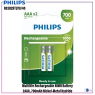 Philips (R03B2RTU70/40) Multilife NiMH Rechargeable Battery 2AAA 700mAh Nickel-Metal Hydride (NiMH) 
