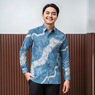 Baju Batik Pria Dewasa Motif Liris Biru Langit 2025 Reguler