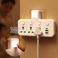 Stop Kontak AC Multiprise Wall Socket Adapter with 6 in 1 3 Outlets 2USB 1Type C EU