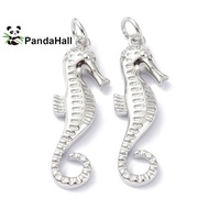 10pc Brass Pendants with Jump Ring Long-Lasting Plated Sea Horse Platinum Plated 26.5x9x3mm