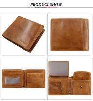 Royal Bagger กระเป๋าสตางค์แบบสั้นสำหรับผู้ชาย RFID Blocking Crazy Horse หนังกระเป๋าสตางค์ Retro Man